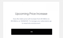 美国流媒体Hulu宣布10月8日起将点播服务月费上调1美元